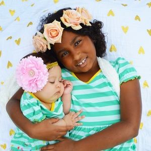 Flowers roses cream headband elastic
